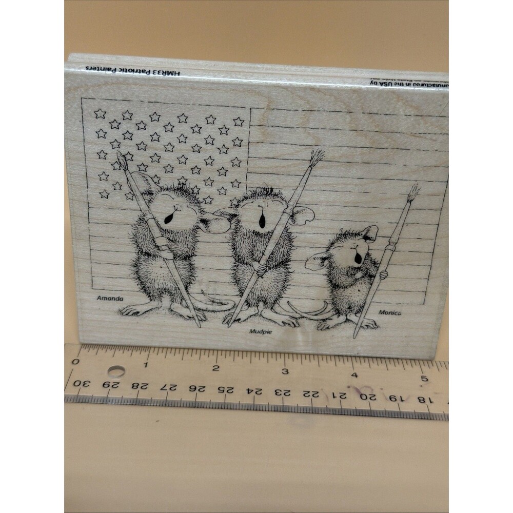 House Mouse Designs Patriotic Painters HMR33 Flag artist 4th of July  stamp